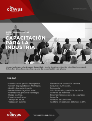 Imagen de #CORVUS NEWS > Capacitaciones para la industria Imagen de #CORVUS NEWS > Capacitaciones para la industria